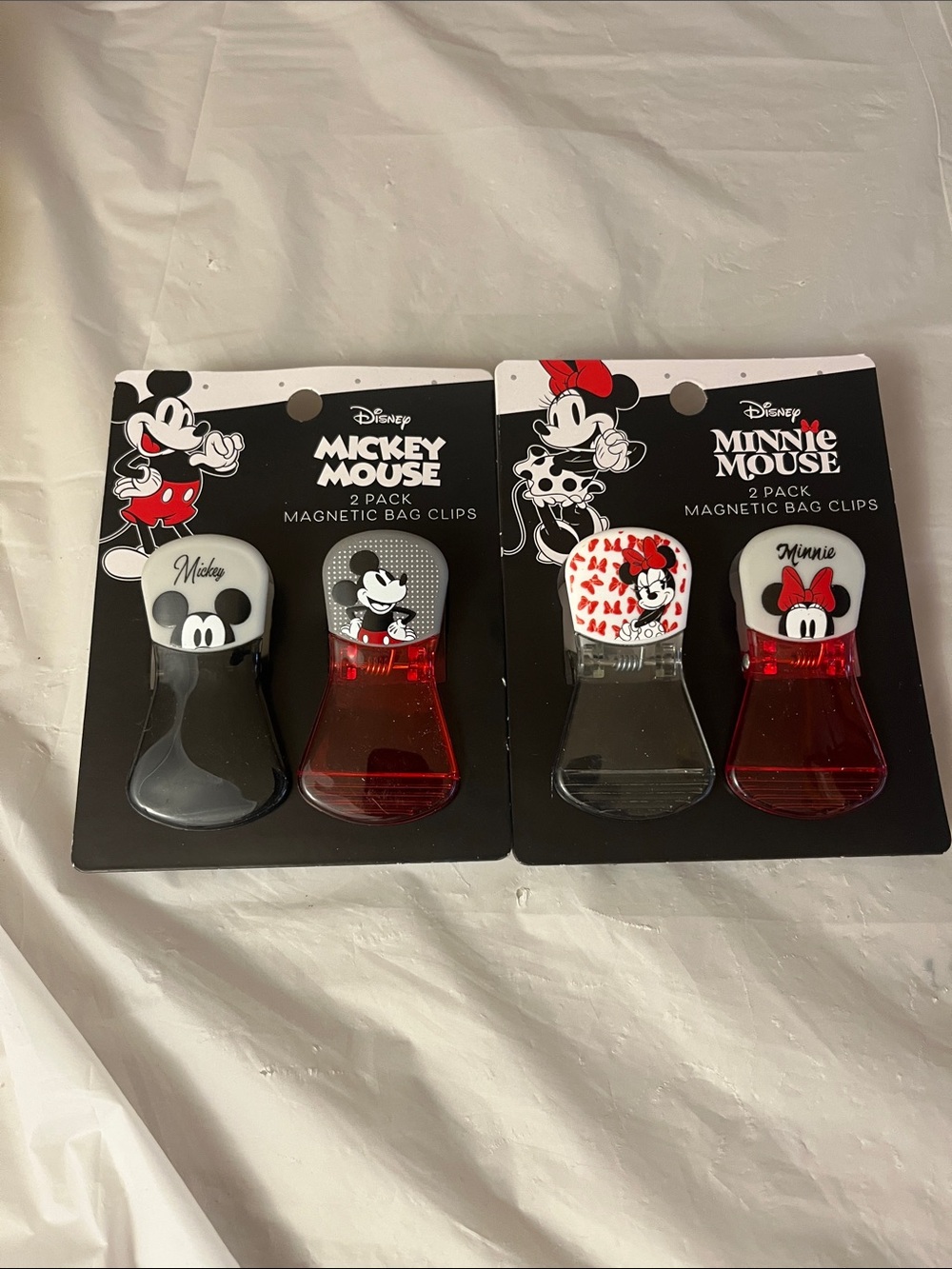 Disney Mickey & Minnie Magnetic Bag Clip Duo - Black, Red & White